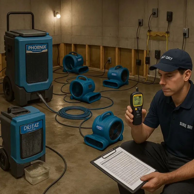 Structural Drying and Dehumidification process in Hurricane, WV